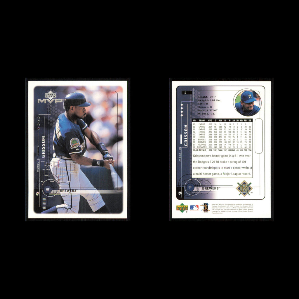 Marquis Grissom #112 1999 Upper Deck MVP Milwaukee Brewers Baseball Card MLB NM