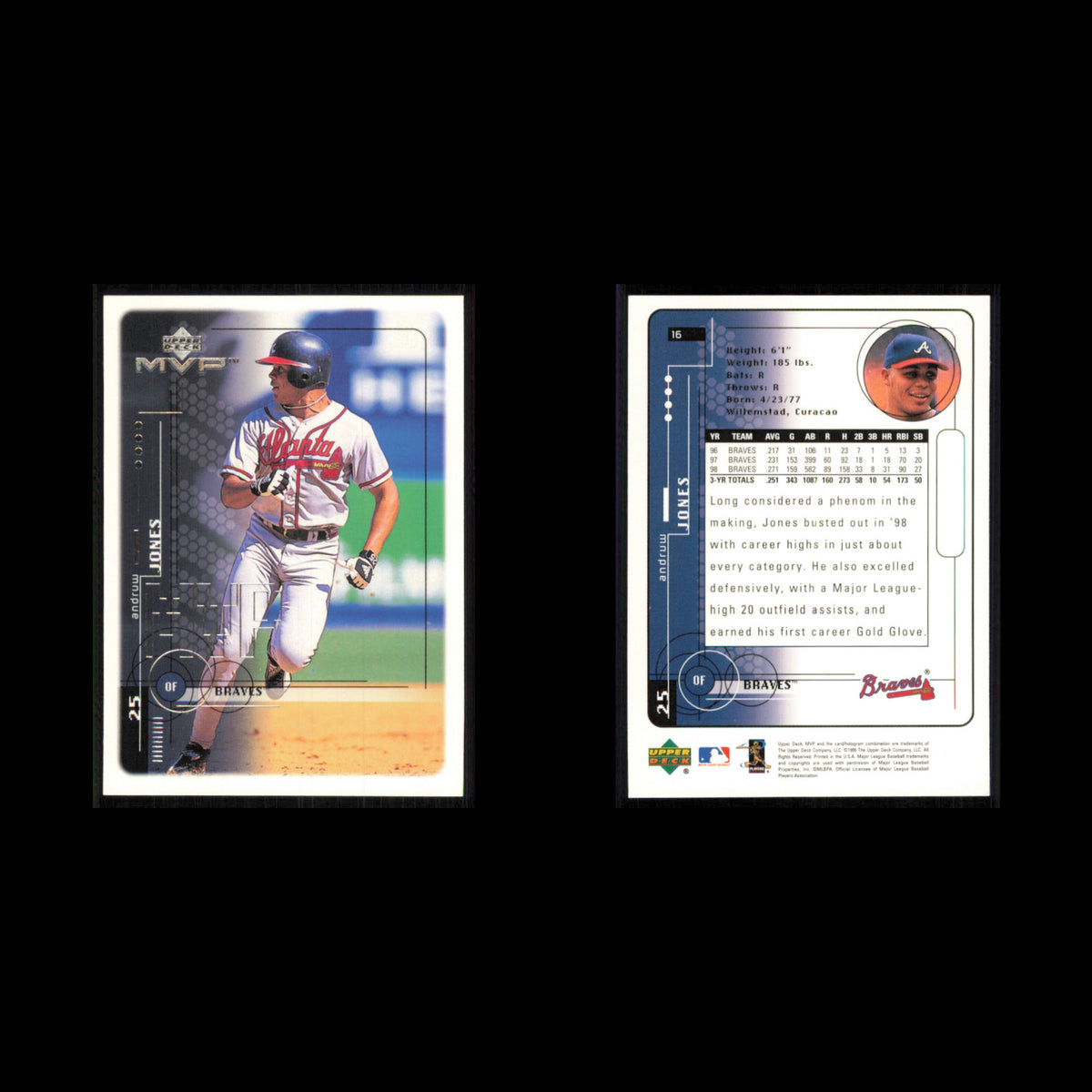 Andruw Jones #16 1999 Upper Deck MVP Atlanta Braves Baseball Card MLB NM