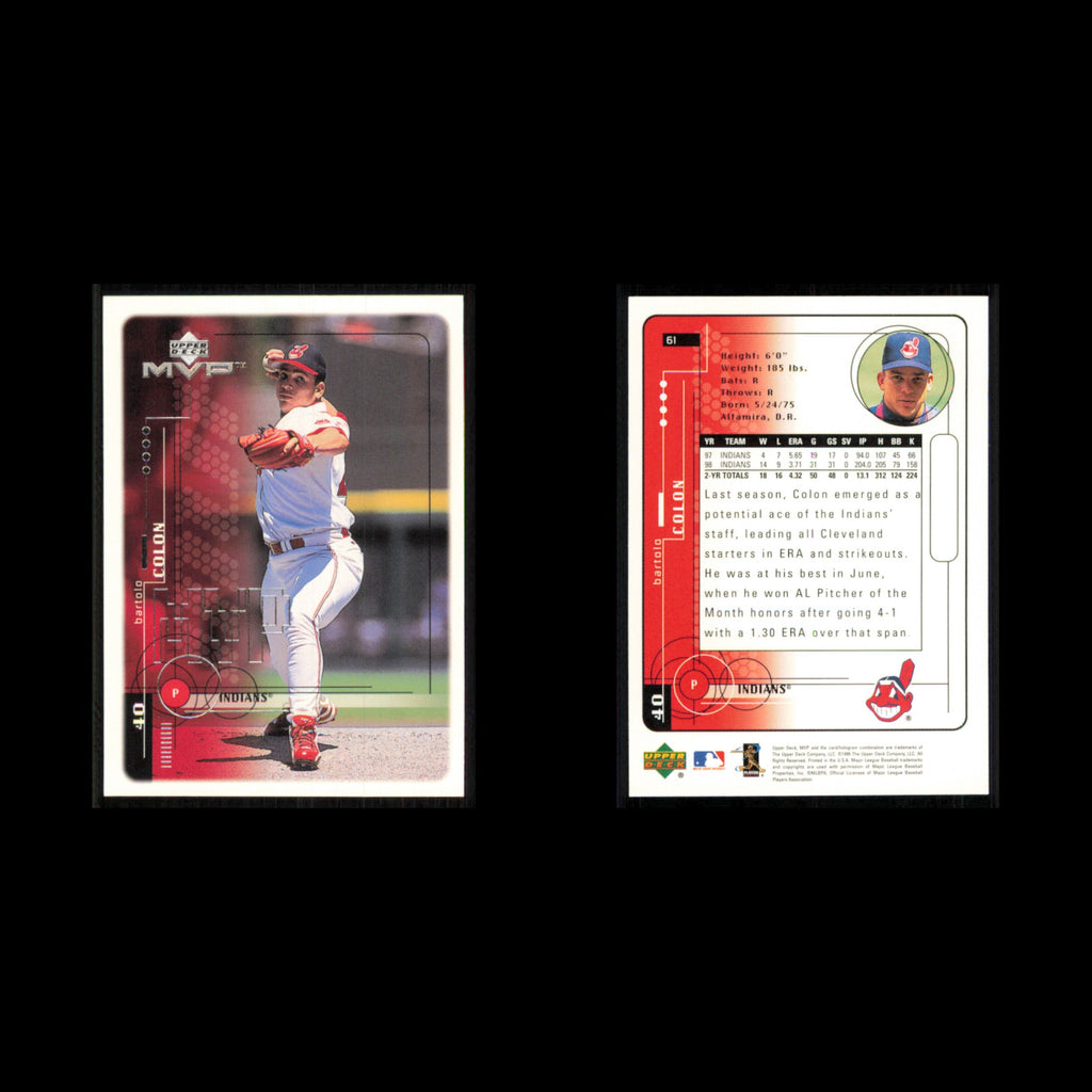 Bartolo Colon #61 1999 Upper Deck MVP Cleveland Indians Baseball Card MLB NM