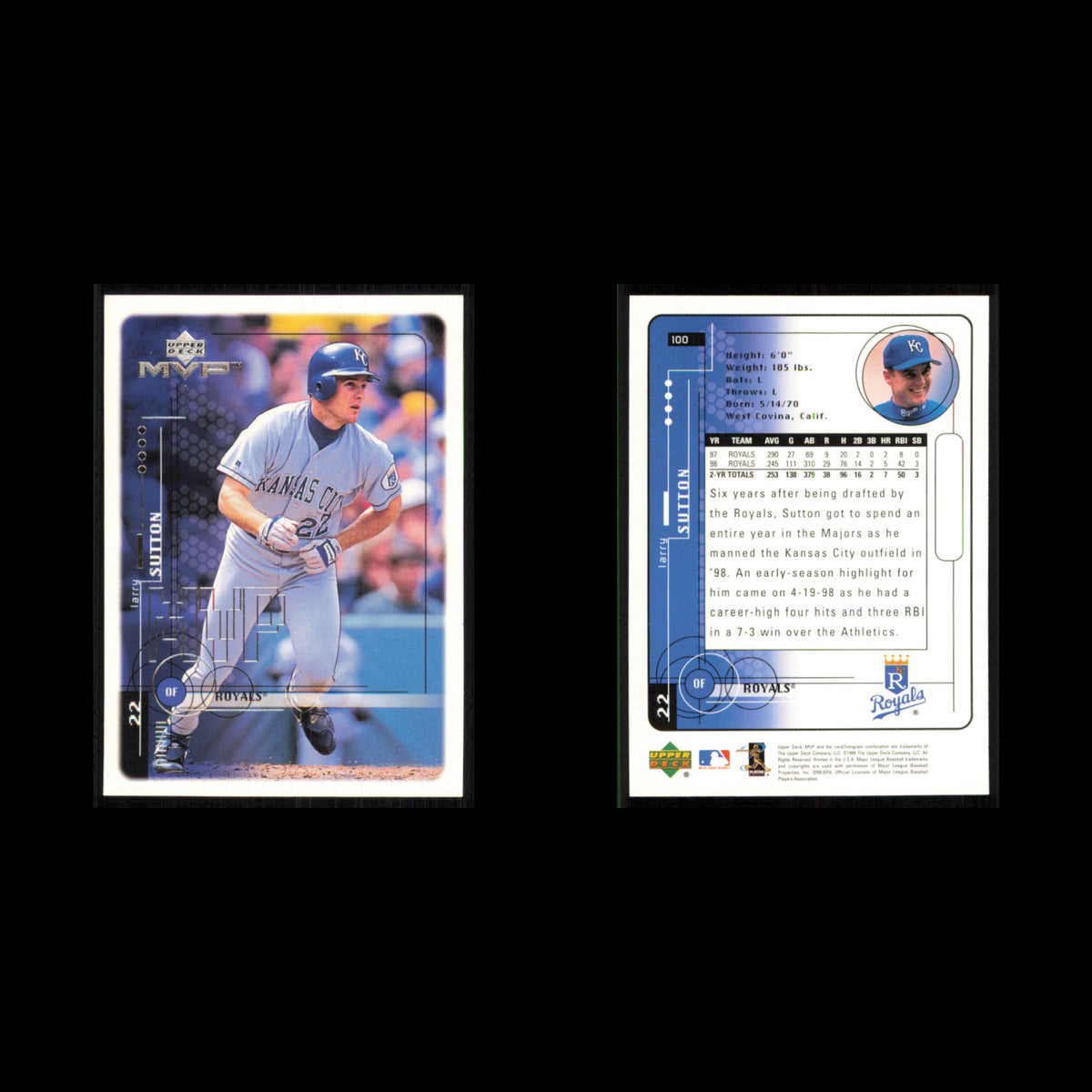 Larry Sutton #100 1999 Upper Deck MVP Kansas City Royals Baseball Card MLB NM