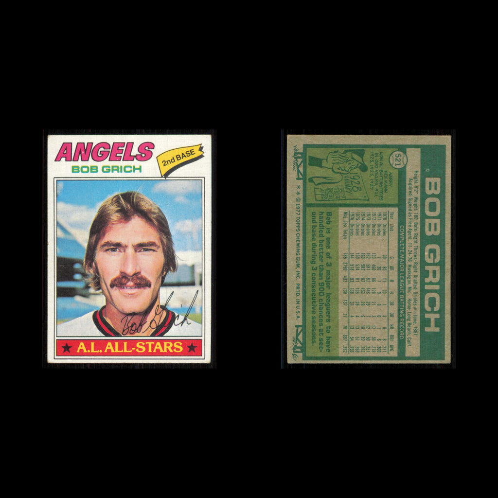 Bob Grich #521 1977 Topps California Angels Baseball Card MLB NM