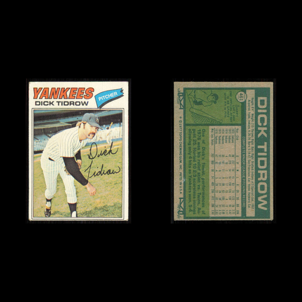 Dick Tidrow #461 1977 Topps New York Yankees Baseball Card MLB NM
