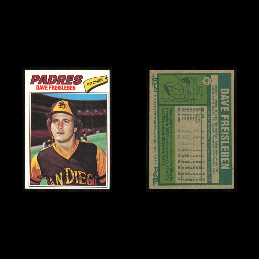 Dave Freisleben #407 1977 Topps San Diego Padres Baseball Card MLB NM