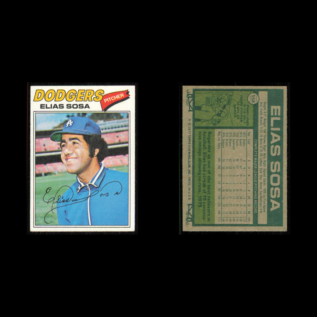 Elias Sosa #558 1977 Topps Los Angeles Dodgers Baseball Card MLB NM