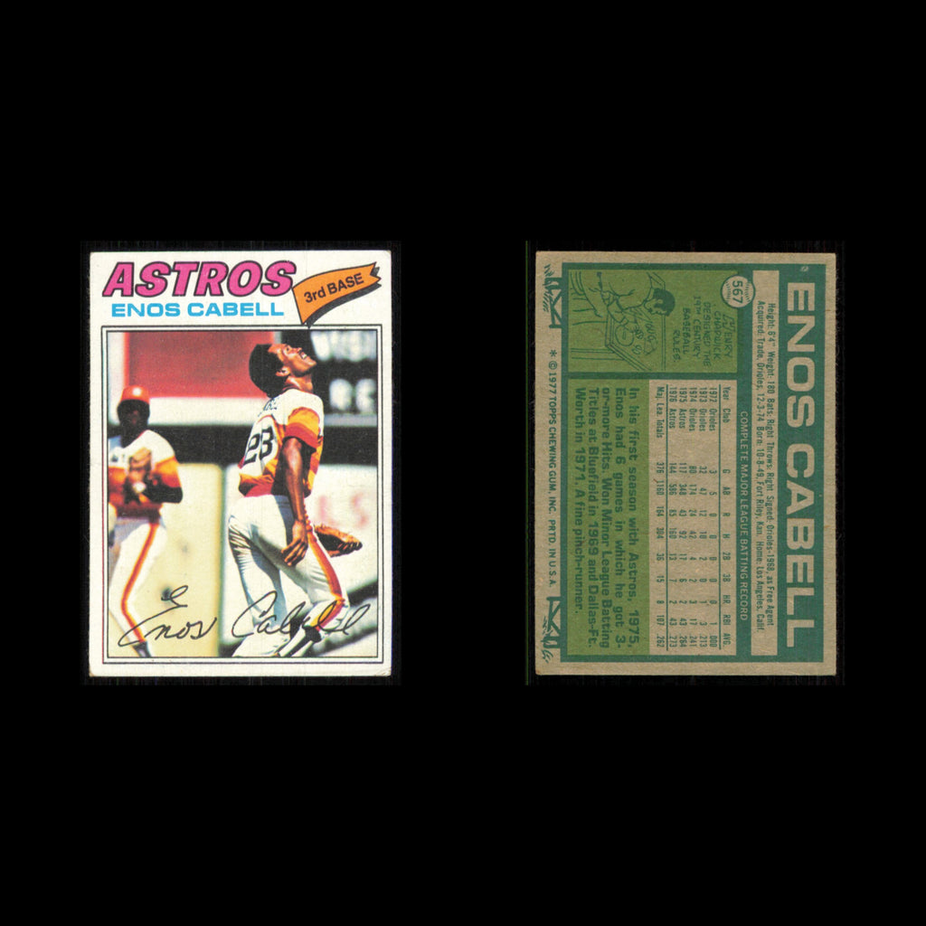 Enos Cabell #567 1977 Topps Houston Astros Baseball Card MLB NM