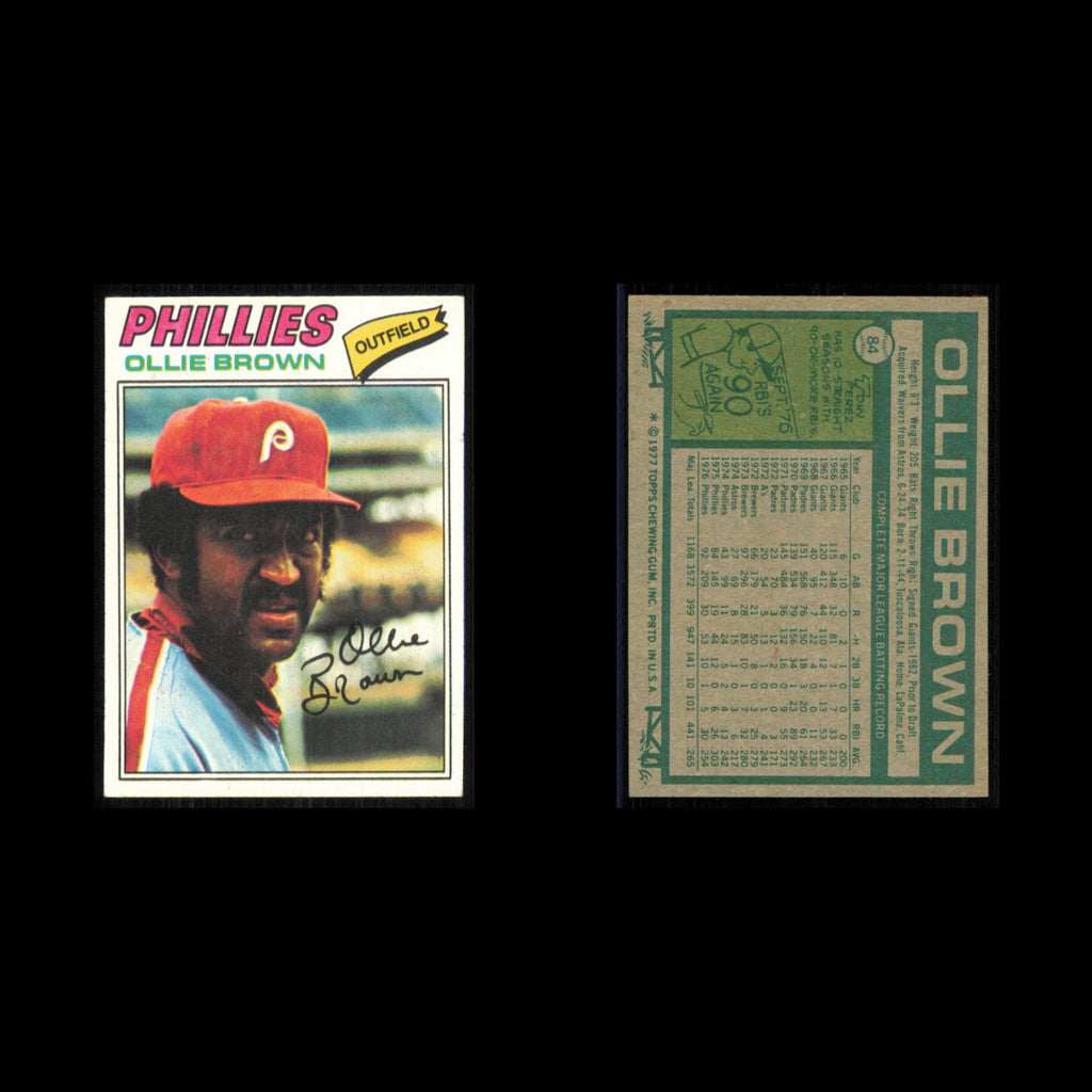 Ollie Brown #84 1977 Topps Philadelphia Phillies Baseball Card MLB NM