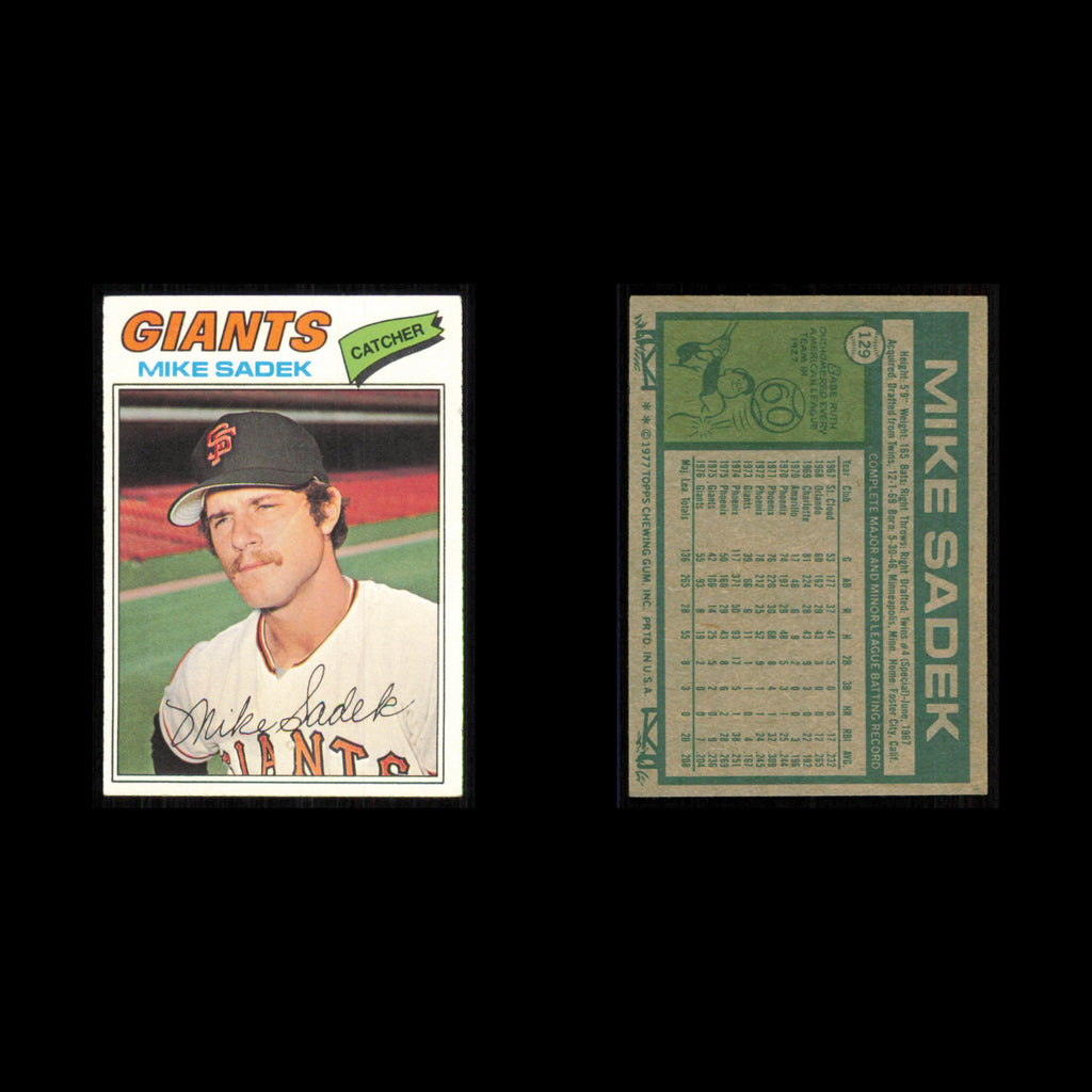 Mike Sadek #129 1977 Topps San Francisco Giants Baseball Card MLB NM