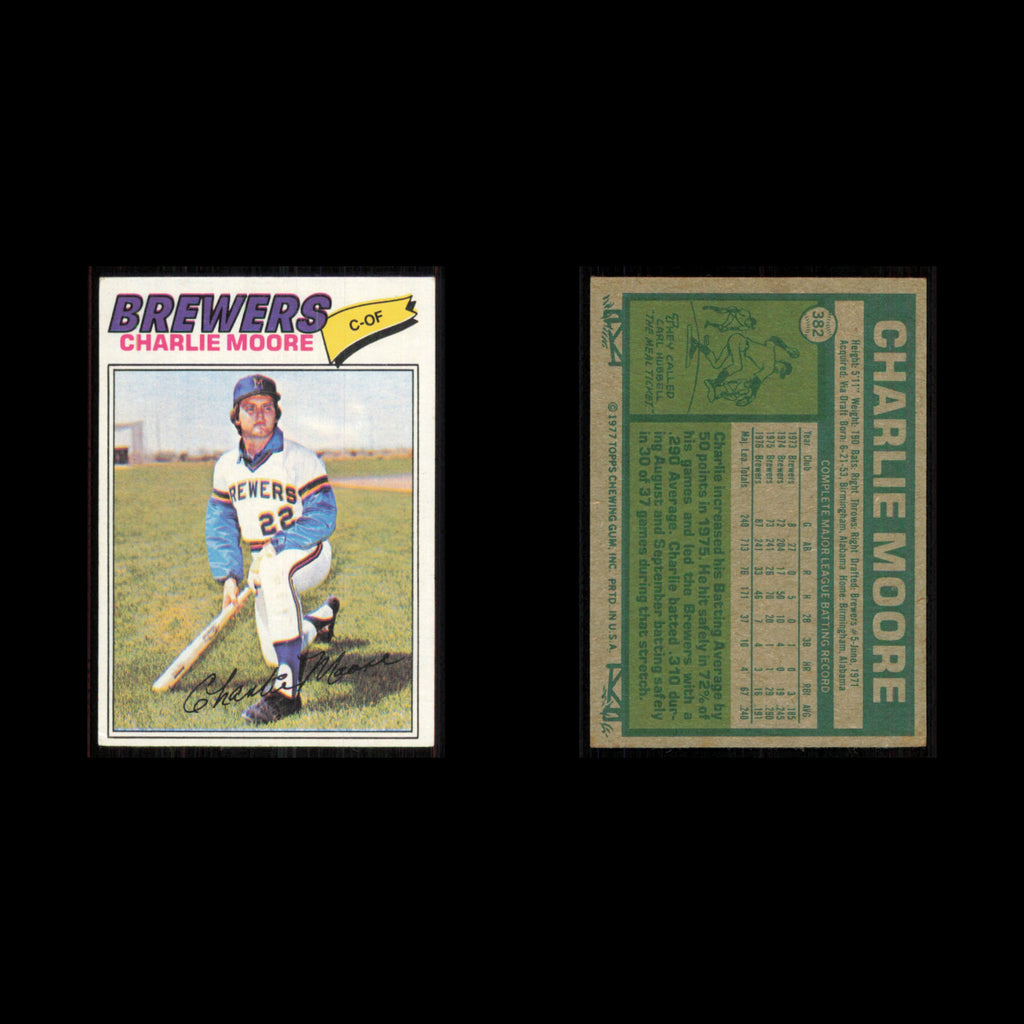 Charlie Moore #382 1977 Topps Milwaukee Brewers Baseball Card MLB NM