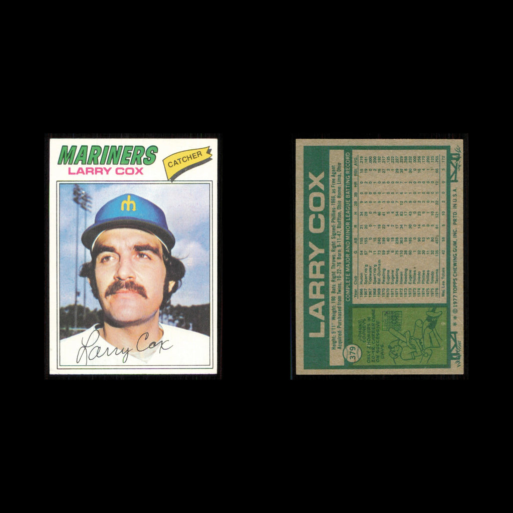 Larry Cox Rookie #379 1977 Topps Seattle Mariners Baseball Card MLB NM