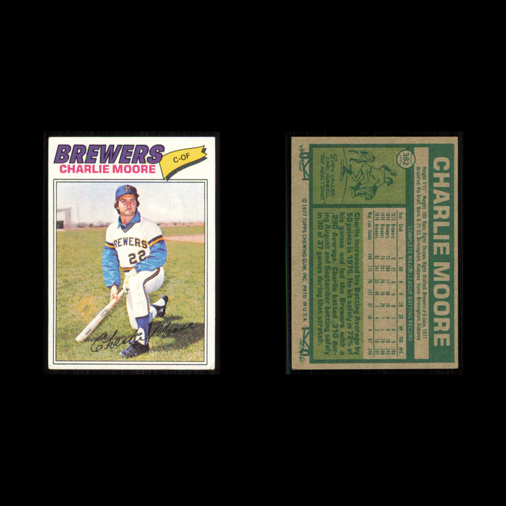 Charlie Moore #382 1977 Topps Milwaukee Brewers Baseball Card MLB NM