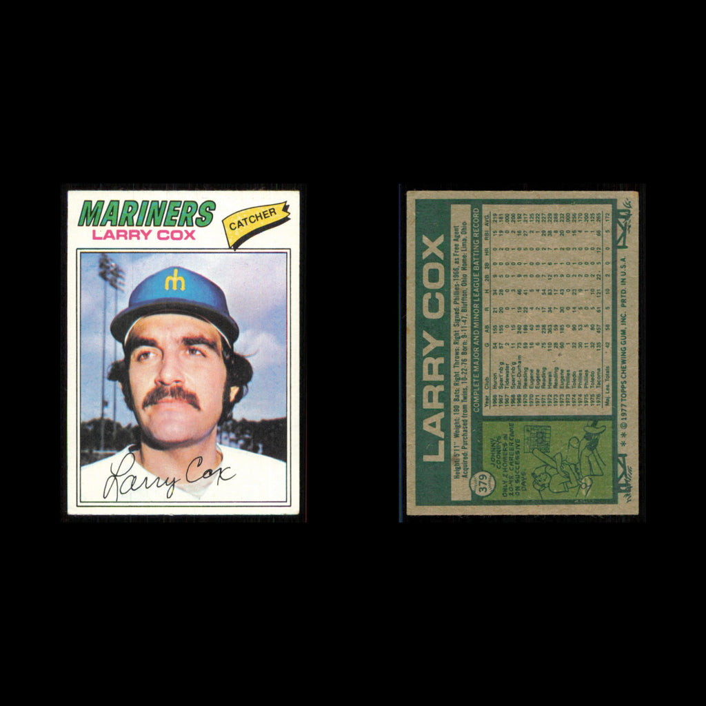 Larry Cox Rookie #379 1977 Topps Seattle Mariners Baseball Card MLB NM