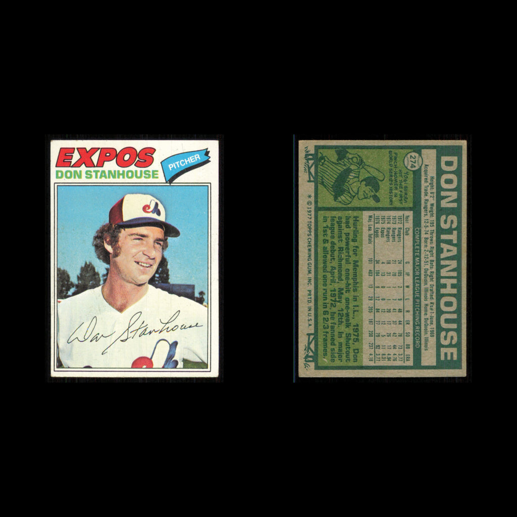 Don Stanhouse #274 1977 Topps Montreal Expos Baseball Card MLB NM