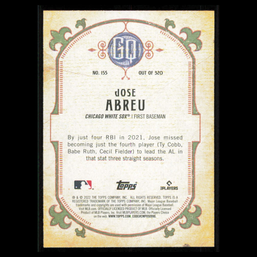 Jose Abreu #155 2022 Topps Gypsy Queen Chicago White Sox Baseball Card MLB NM