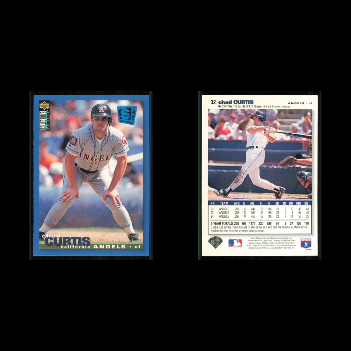 Chad Curtis #32 1995 Collectors Choice SE California Angels Baseball Card MLB NM