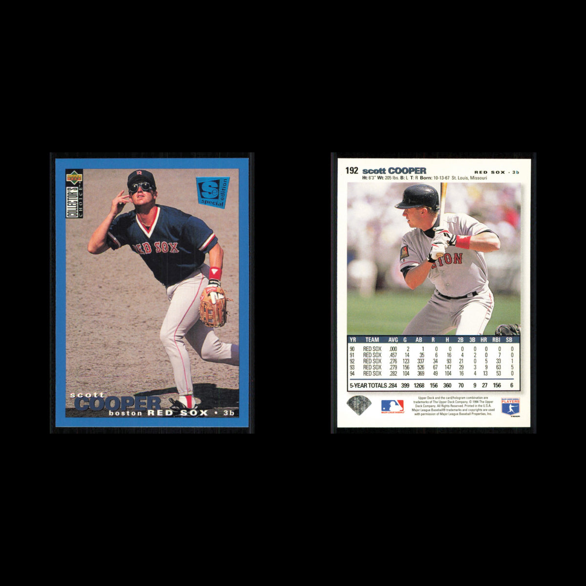 Scott Cooper #192 1995 Collectors Choice SE Boston Red Sox Baseball Card MLB NM