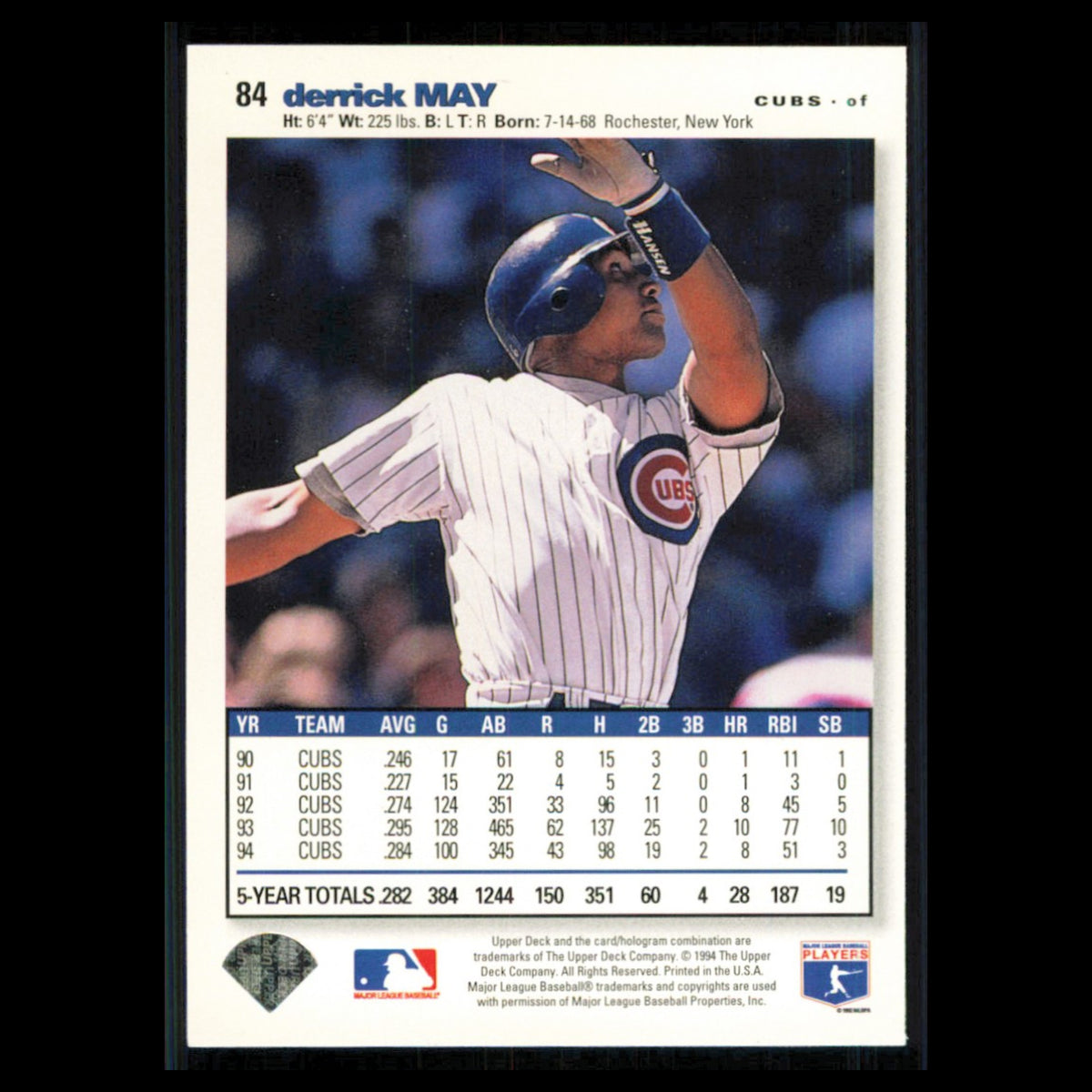 Derrick May #84 1995 Collectors Choice SE Chicago Cubs Baseball Card MLB NM