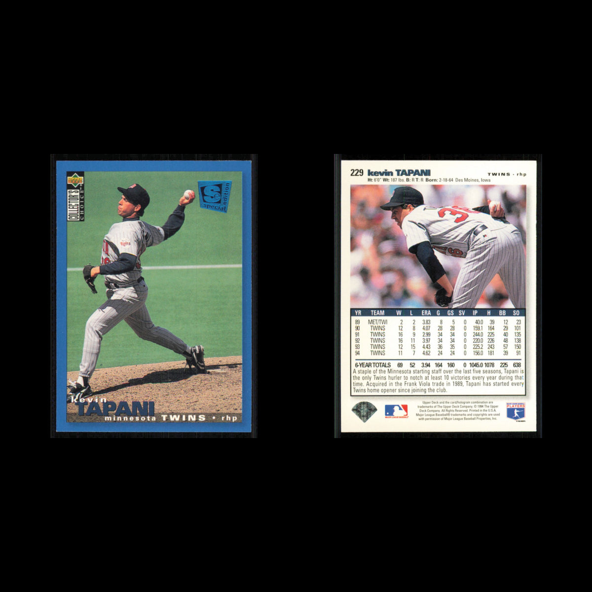 Kevin Tapani #229 1995 Collectors Choice SE Minnesota Twins Baseball Card MLB NM