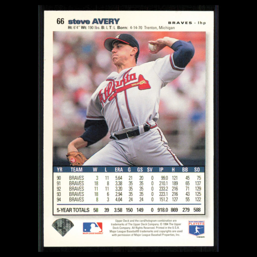 Steve Avery #66 1995 Collectors Choice SE Atlanta Braves Baseball Card MLB NM
