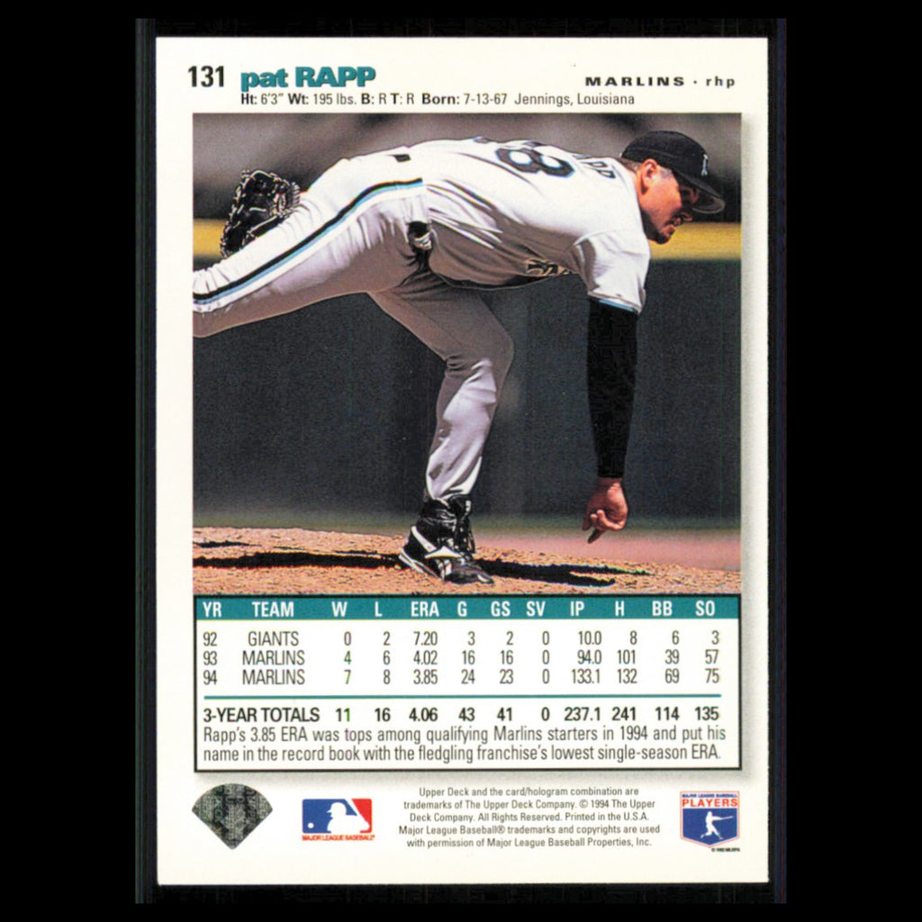 Pat Rapp #131 1995 Collectors Choice SE Florida Marlins Baseball Card MLB NM