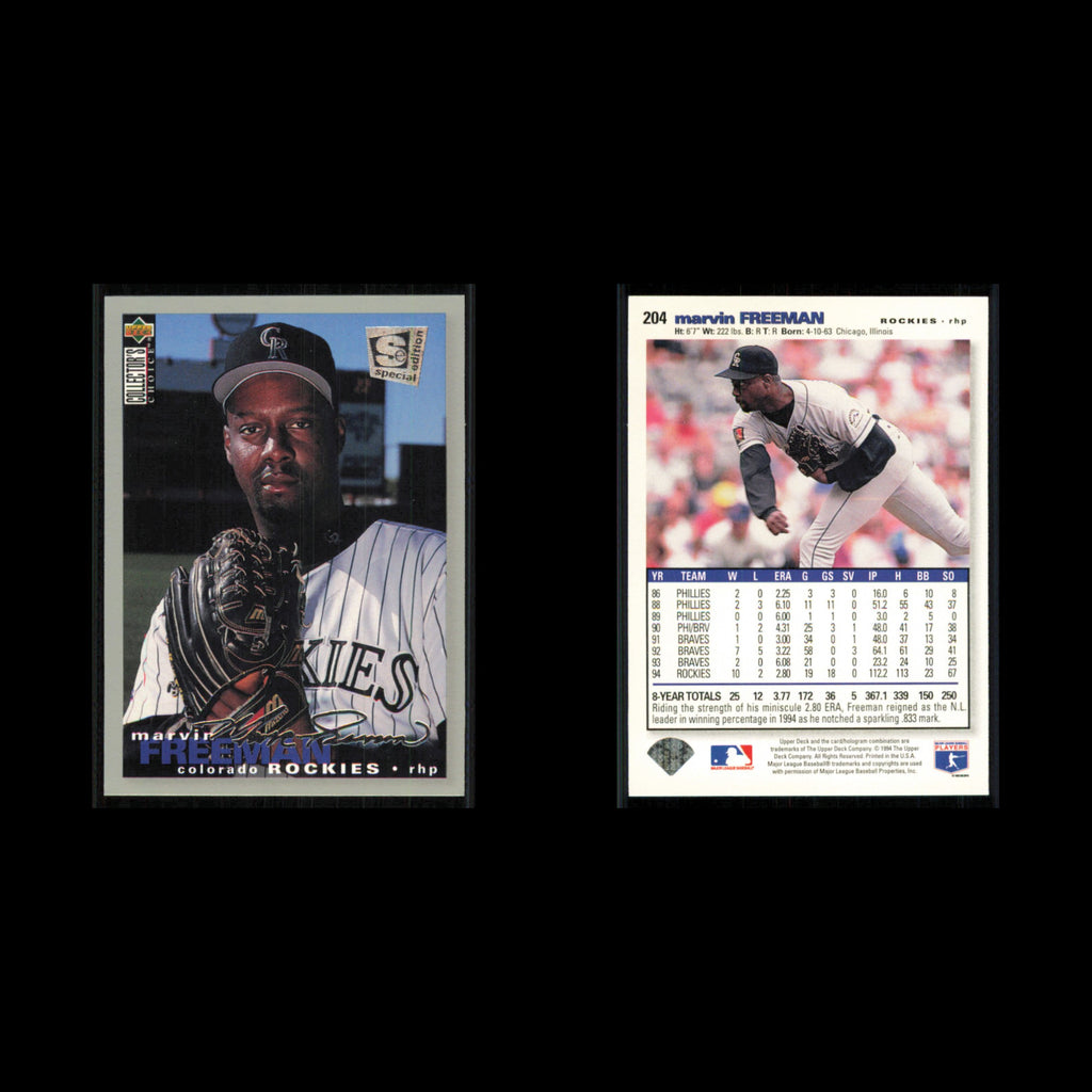 Marvin Freeman #204 1995 Collectors Choice SE Silver Signature Colorado Rockies