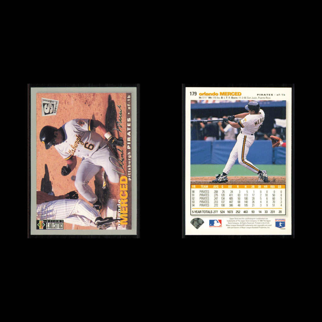 Orlando Merced #179 1995 Collectors Choice SE Silver Signature Pirates Baseball