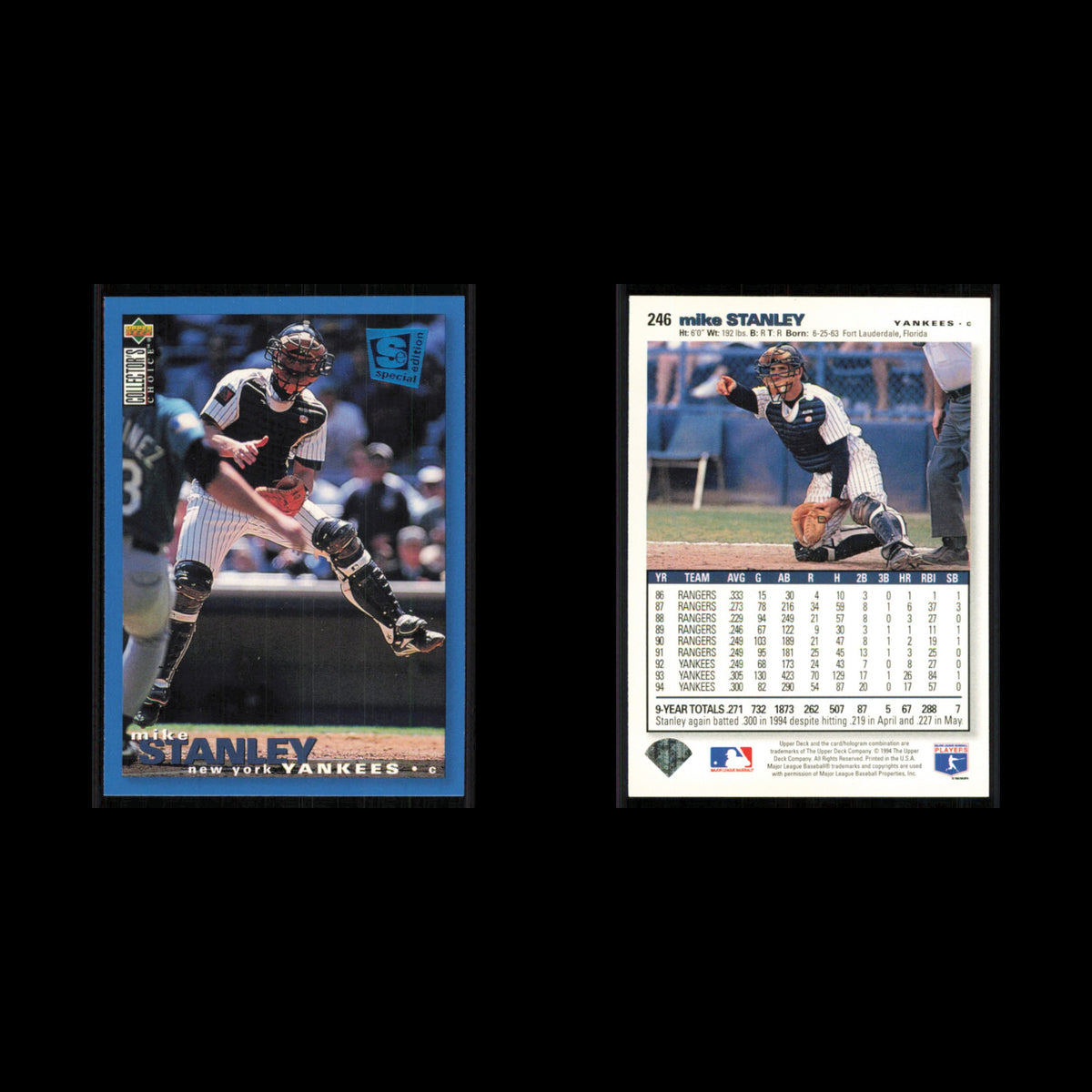 Mike Stanley #246 1995 Collectors Choice SE New York Yankees Baseball Card MLB