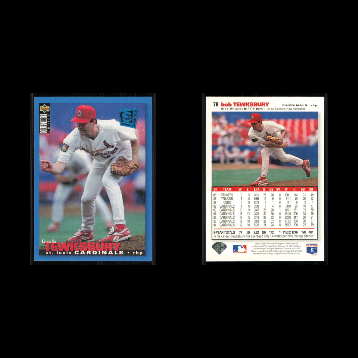 Bob Tewksbury #78 1995 Collectors Choice SE St. Louis Cardinals Baseball Card NM