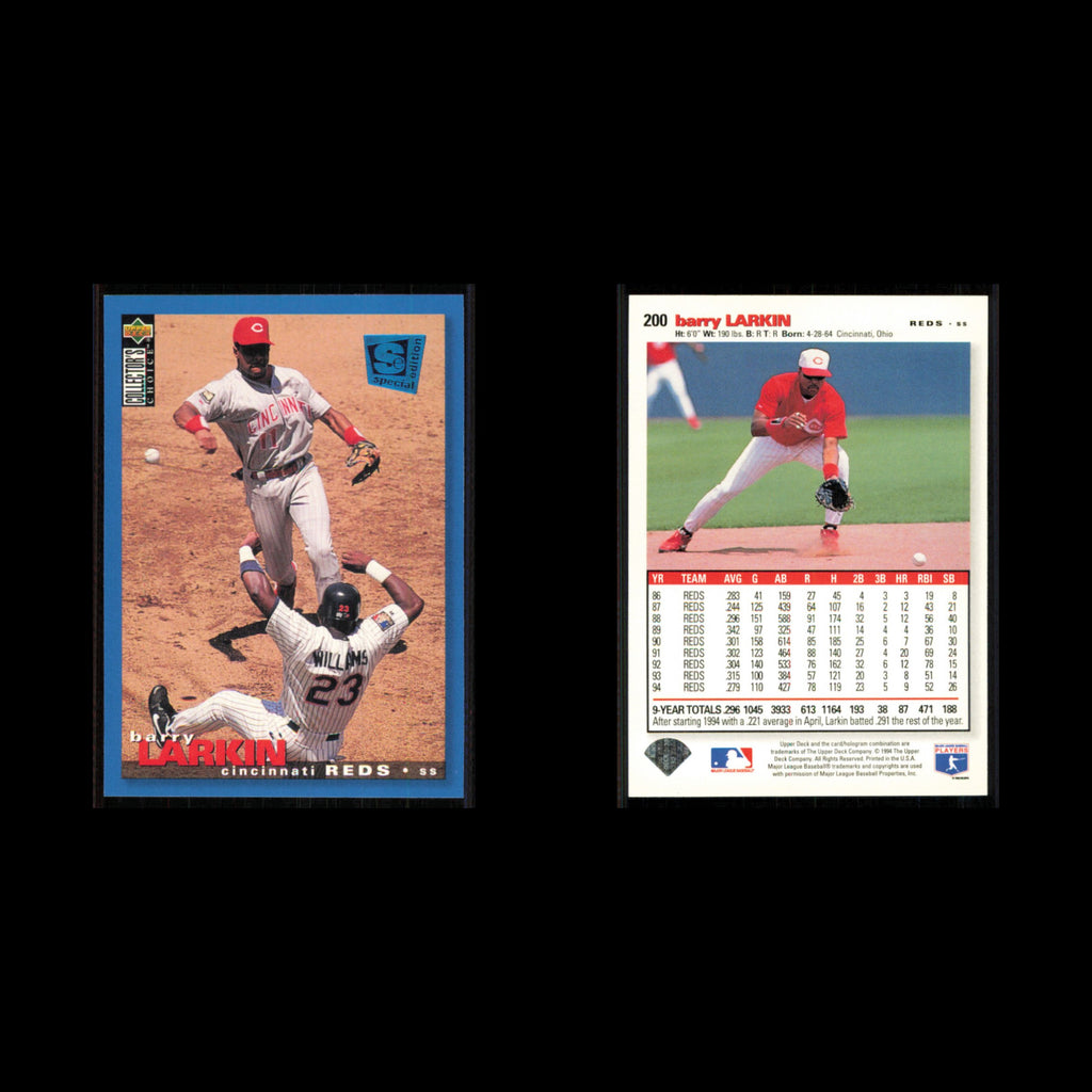 Barry Larkin #200 1995 Collectors Choice SE Cincinnati Reds Baseball Card MLB NM