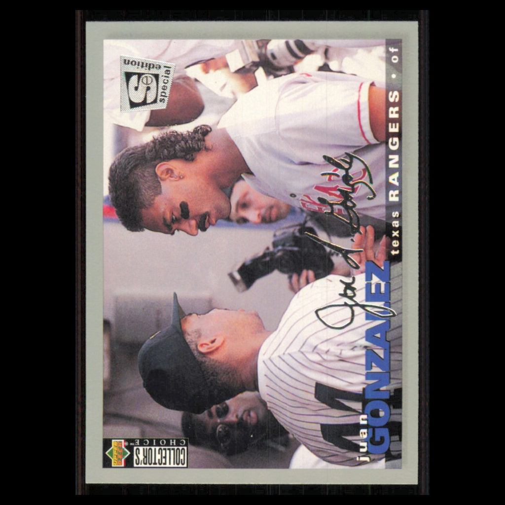 Juan Gonzalez #186 1995 Collectors Choice SE Silver Signature Texas Rangers Card