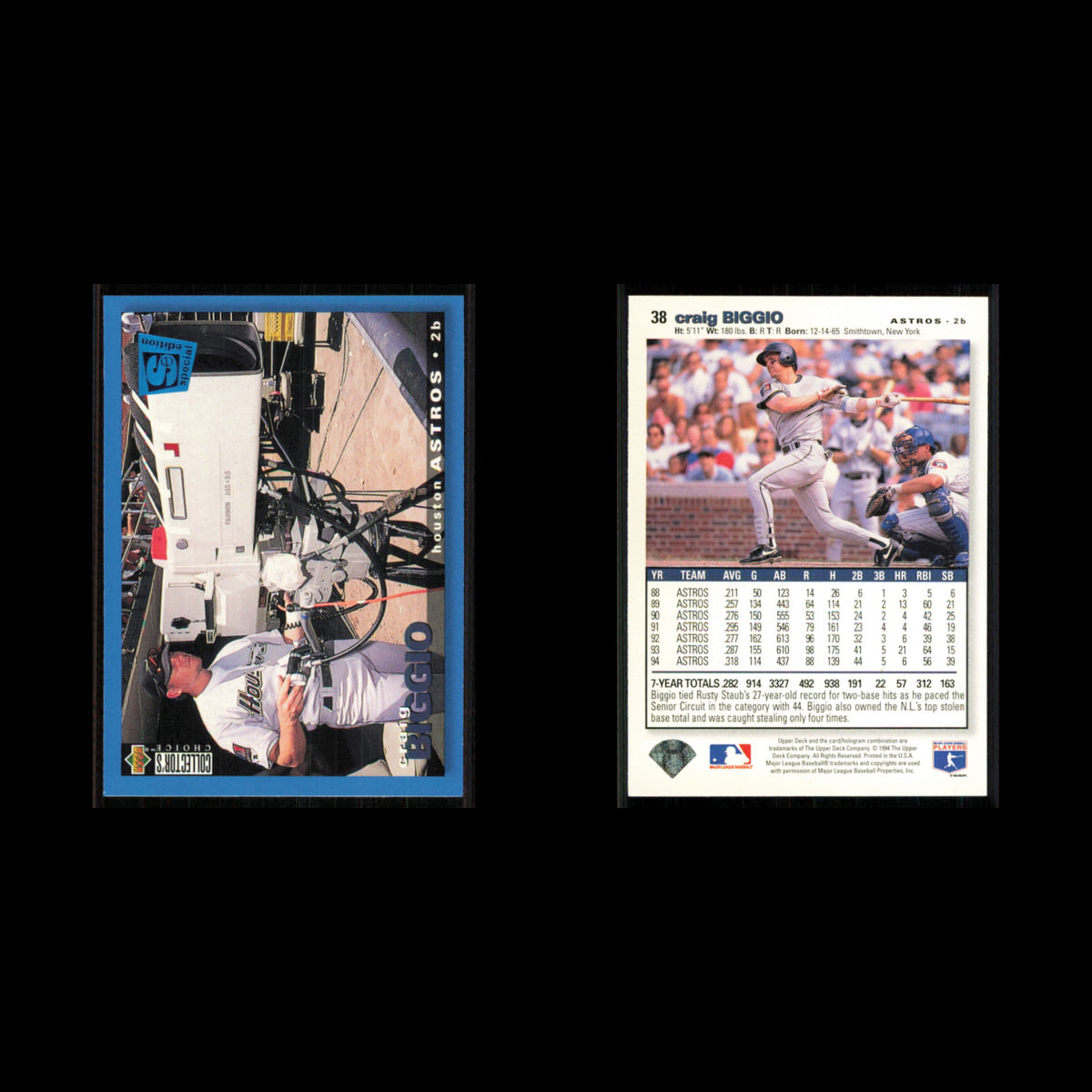 Craig Biggio #38 1995 Collectors Choice SE Houston Astros Baseball Card MLB NM
