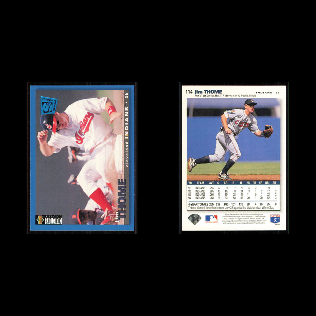 Jim Thome #114 1995 Collectors Choice SE Cleveland Indians Baseball Card MLB NM