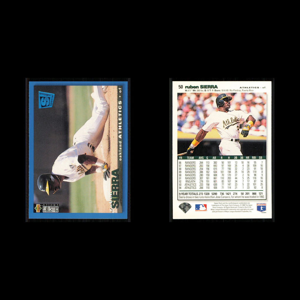 Ruben Sierra #50 1995 Collectors Choice SE Oakland Athletics Baseball Card MLB