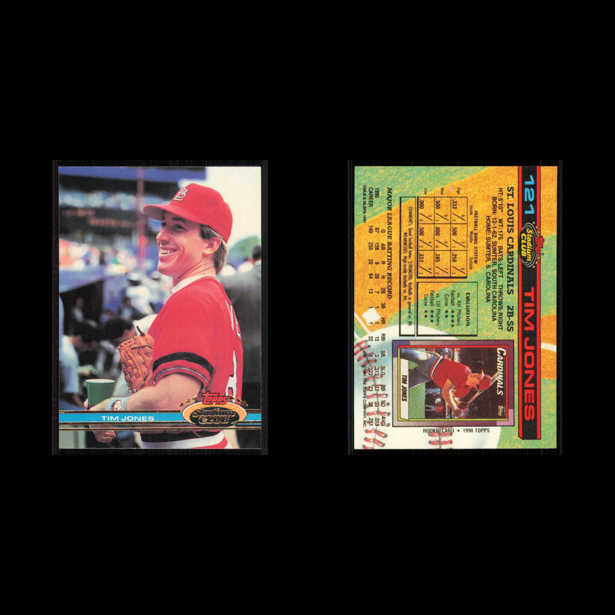 Tim Jones #121 1991 Topps Stadium Club St. Louis Cardinals Baseball Card MLB NM