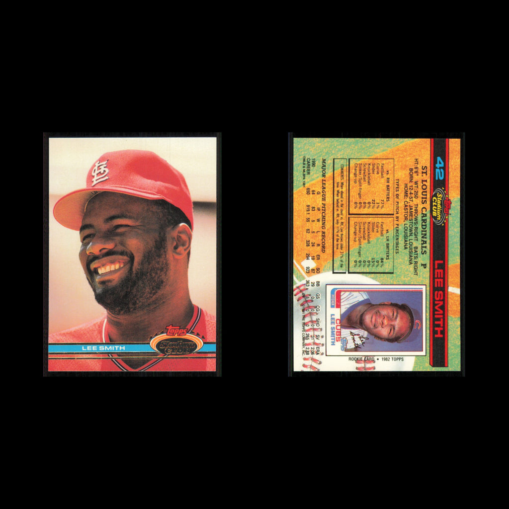 Lee Smith #42 1991 Topps Stadium Club St. Louis Cardinals Baseball Card MLB NM