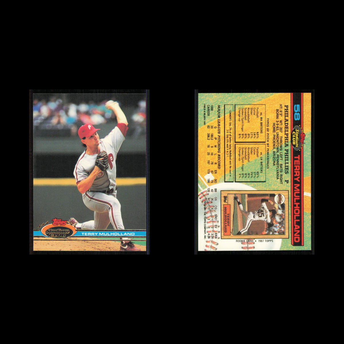 Terry Mulholland #58 1991 Topps Stadium Club Philadelphia Phillies Baseball Card