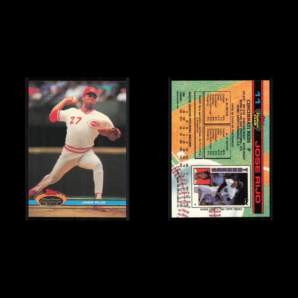 Jose Rijo #11 1991 Topps Stadium Club Cincinnati Reds Baseball Card MLB NM