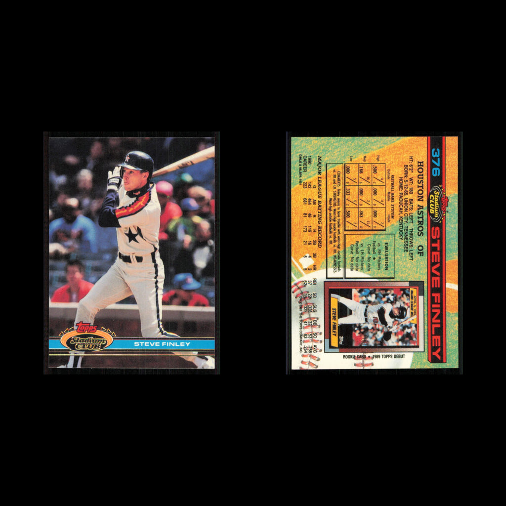 Steve Finley #376 1991 Topps Stadium Club Houston Astros Baseball Card MLB NM