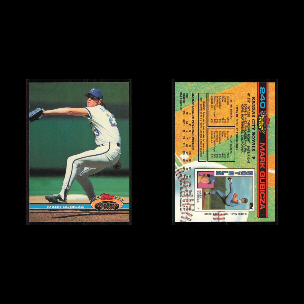 Mark Gubicza #240 1991 Topps Stadium Club Kansas City Royals Baseball Card MLB