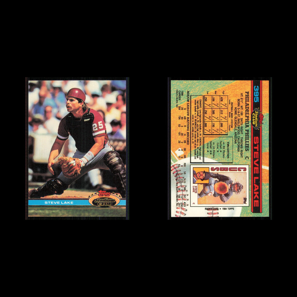Steve Lake #395 1991 Topps Stadium Club Philadelphia Phillies Baseball Card MLB