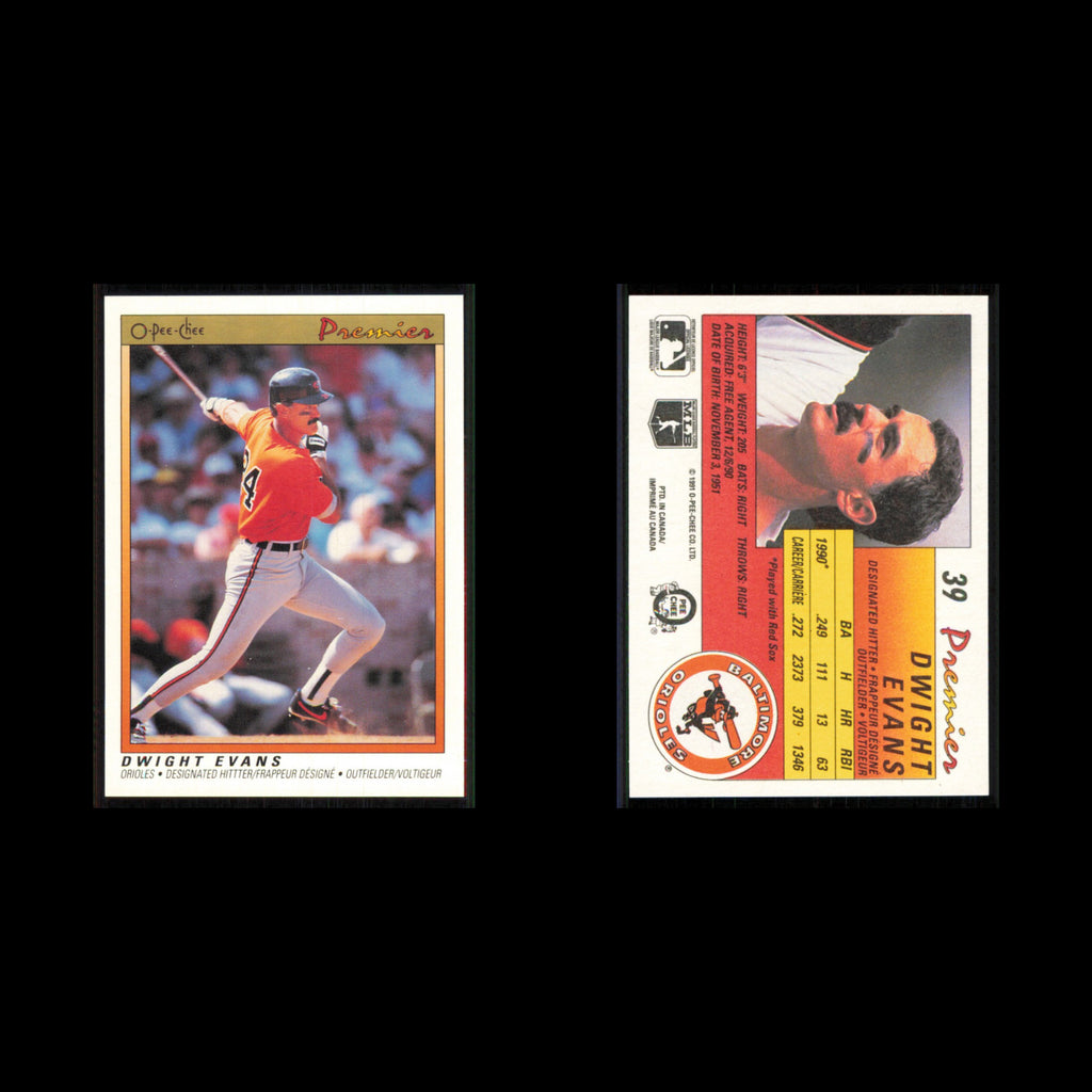Dwight Evans #39 1991 O-Pee-Chee Premier Baltimore Orioles Baseball Card MLB NM