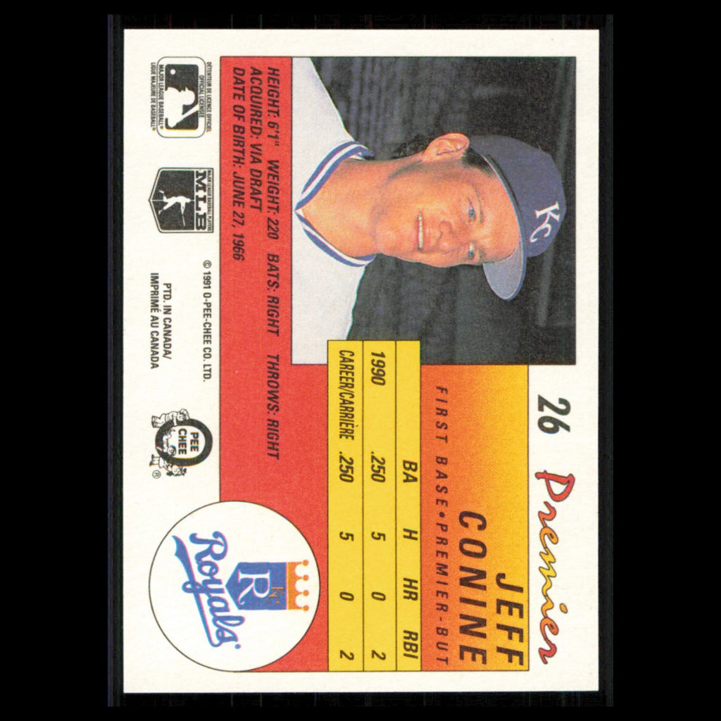 Jeff Conine Rookie #26 1991 O-Pee-Chee Premier Kansas City Royals Baseball Card
