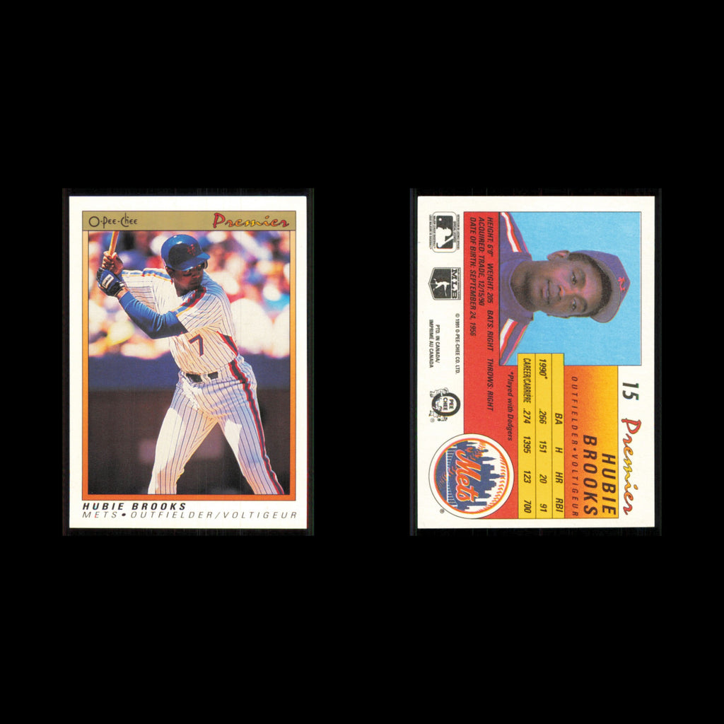 Hubie Brooks #15 1991 O-Pee-Chee Premier New York Mets Baseball Card MLB NM