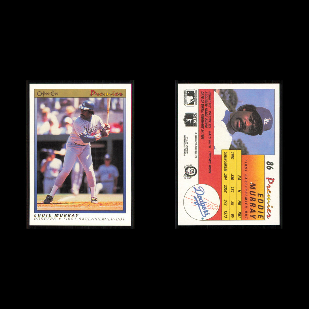 Eddie Murray #86 1991 O-Pee-Chee Premier Los Angeles Dodgers Baseball Card MLB
