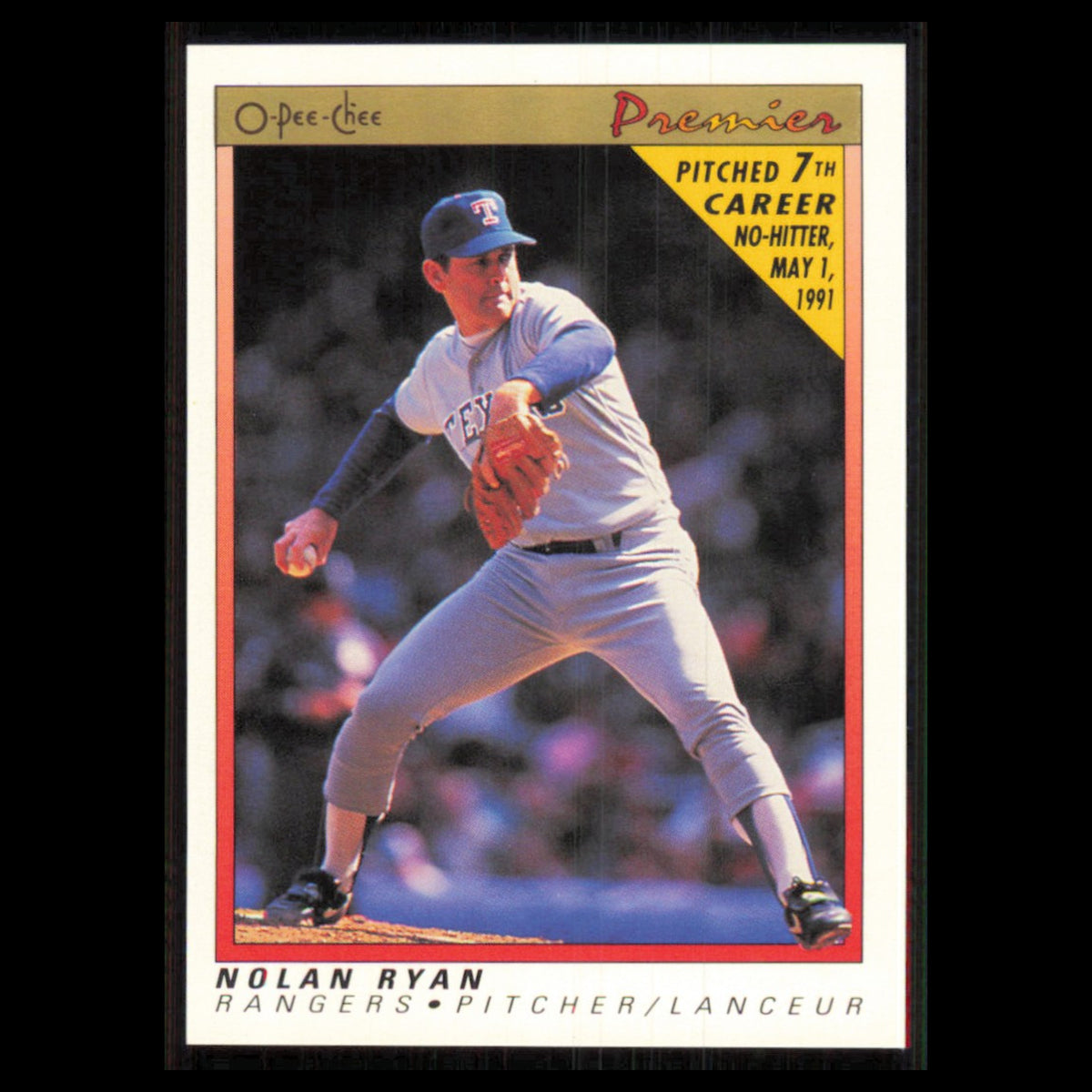 Nolan Ryan #102 1991 O-Pee-Chee Premier Texas Rangers Baseball Card MLB NM