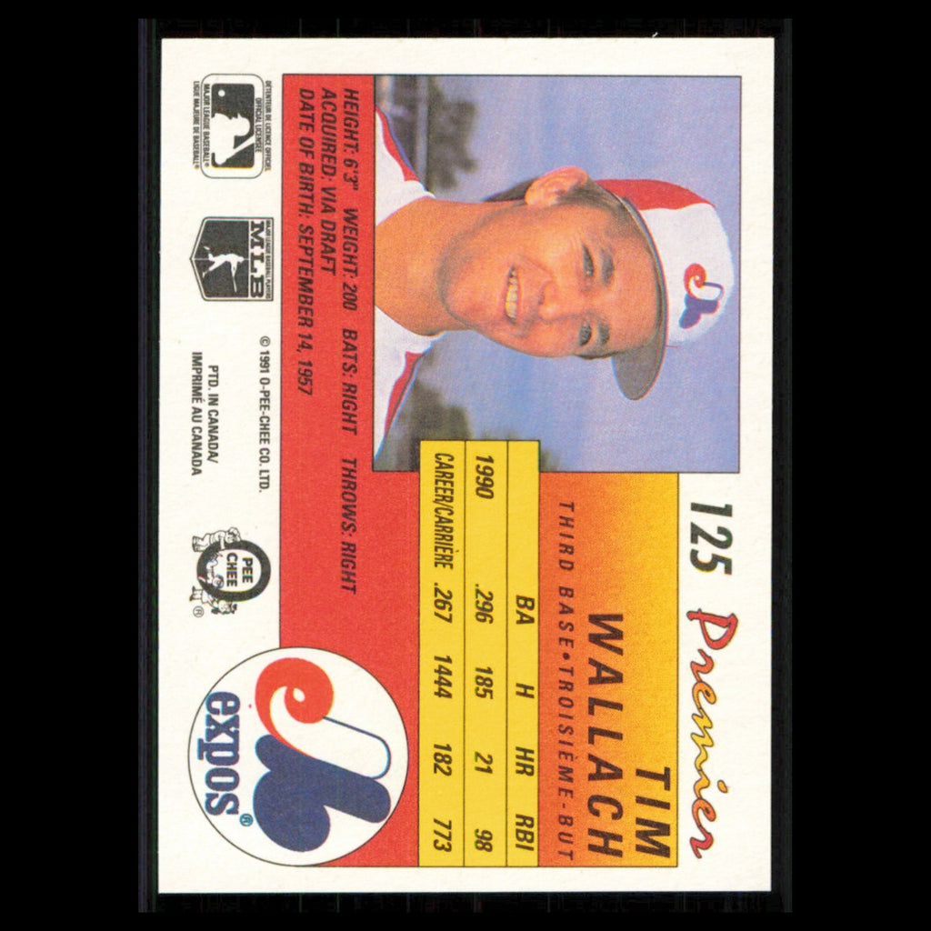 Tim Wallach #125 1991 O-Pee-Chee Premier Montreal Expos Baseball Card MLB NM