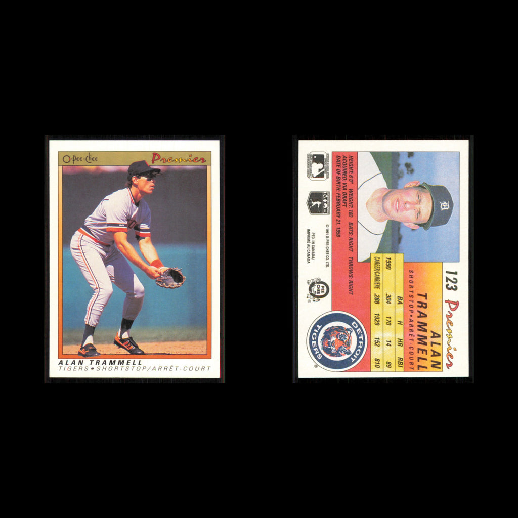 Alan Trammell #123 1991 O-Pee-Chee Premier Detroit Tigers Baseball Card MLB NM