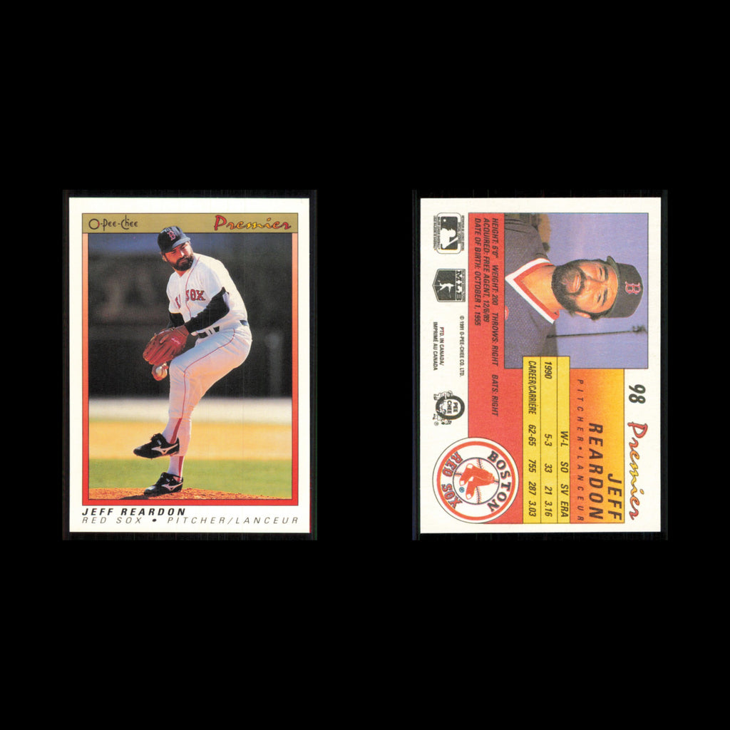 Jeff Reardon #98 1991 O-Pee-Chee Premier Boston Red Sox Baseball Card MLB NM