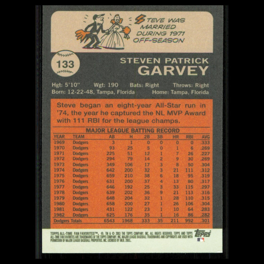 Steve Garvey #133 2003 Topps All-Time Fan Favorites Los Angeles Dodgers Baseball