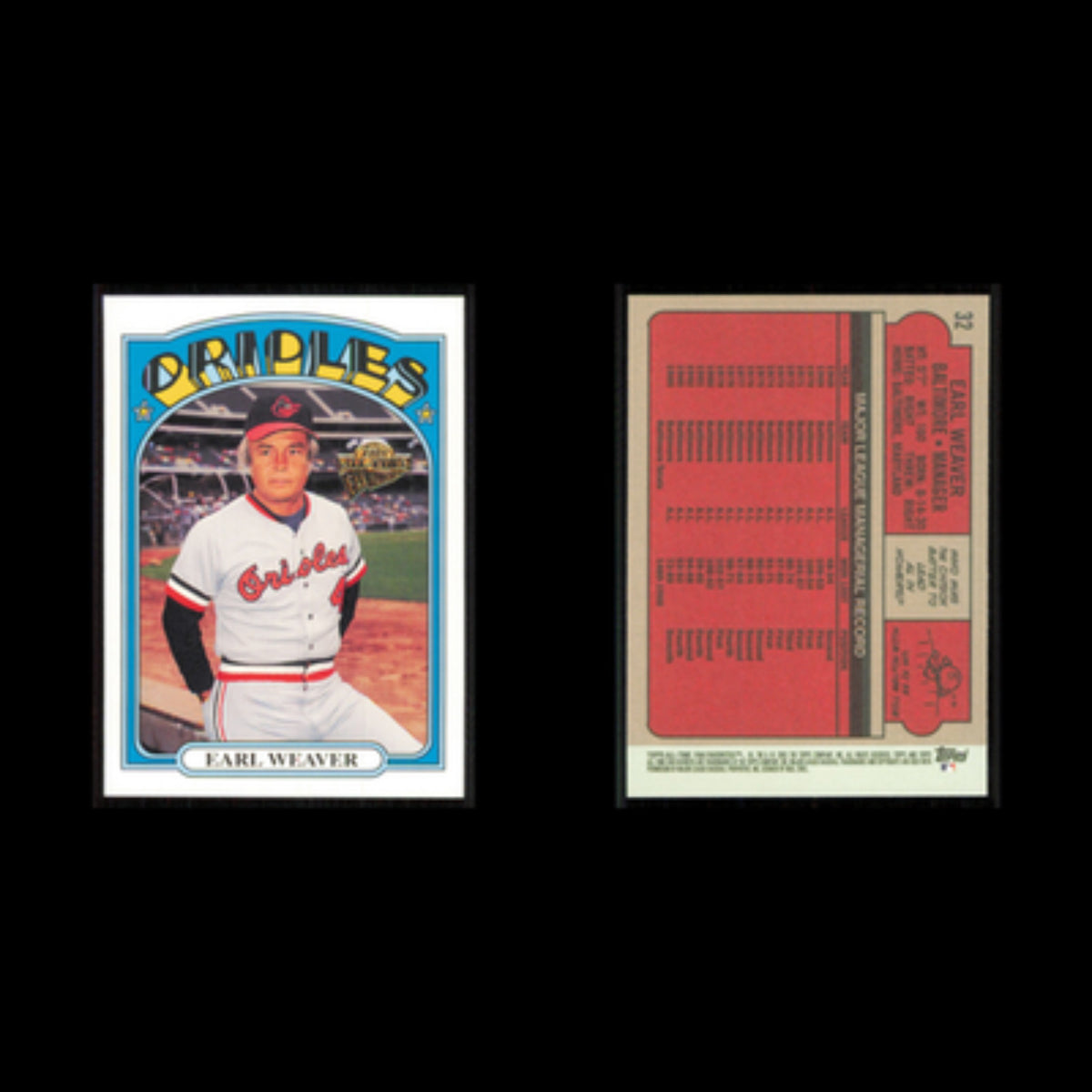 Earl Weaver #32 2003 Topps All-Time Fan Favorites Baltimore Orioles Baseball MLB