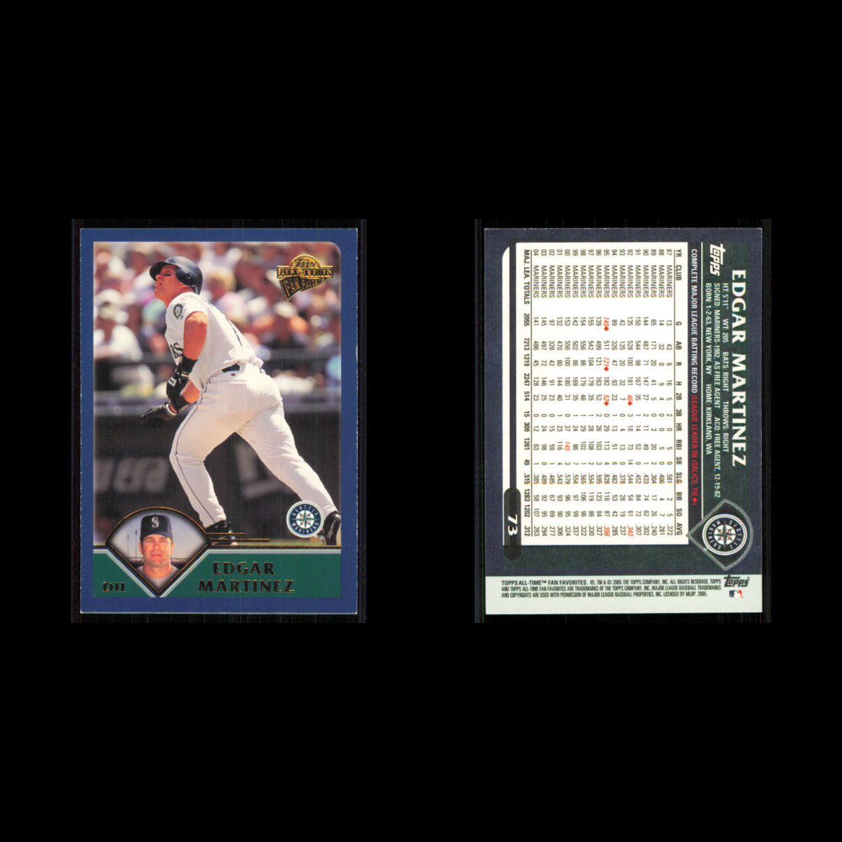 Edgar Martinez #73 2005 Topps All-Time Fan Favorites Seattle Mariners Baseball
